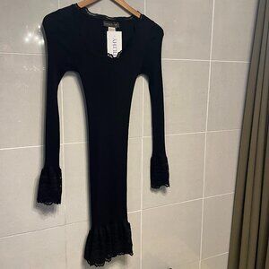 Silk Cotton Ribbed Stretch Body Con Dress